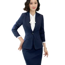 Весенняя Новая мода женский костюм с юбкой в клетку деловой формальный длинный рукав Тонкий Блейзер и юбка офисная Дамская одежда размера плюс для работы