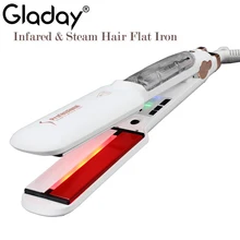 Gladay новейшие Профессиональные паровые волосы выпрямитель передовых паровых плоских железных волос выпрямляет пара спрей выпрямляя кисть
