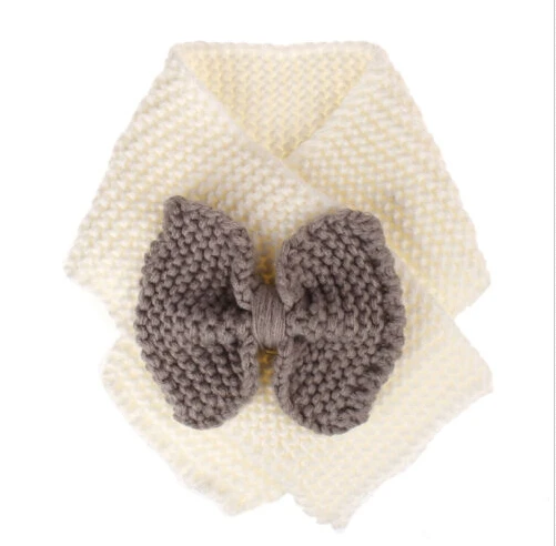 Новейший зимний шарф для малышей теплый модный вязаный шерстяной детский бантик Принцесса Шарф для девочки милый - Цвет: Белый