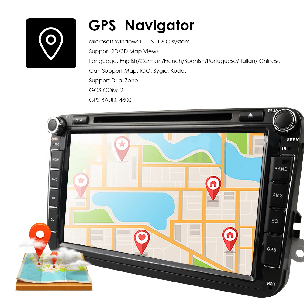Excellent Ossuret 2Din 8Inch Car DVD Player For V W/Volkswagen/Passat/POLO/GOLF/Skoda/Seat/Leon DAB+ GPS RDS SWC rear camera FM/AM radio 6