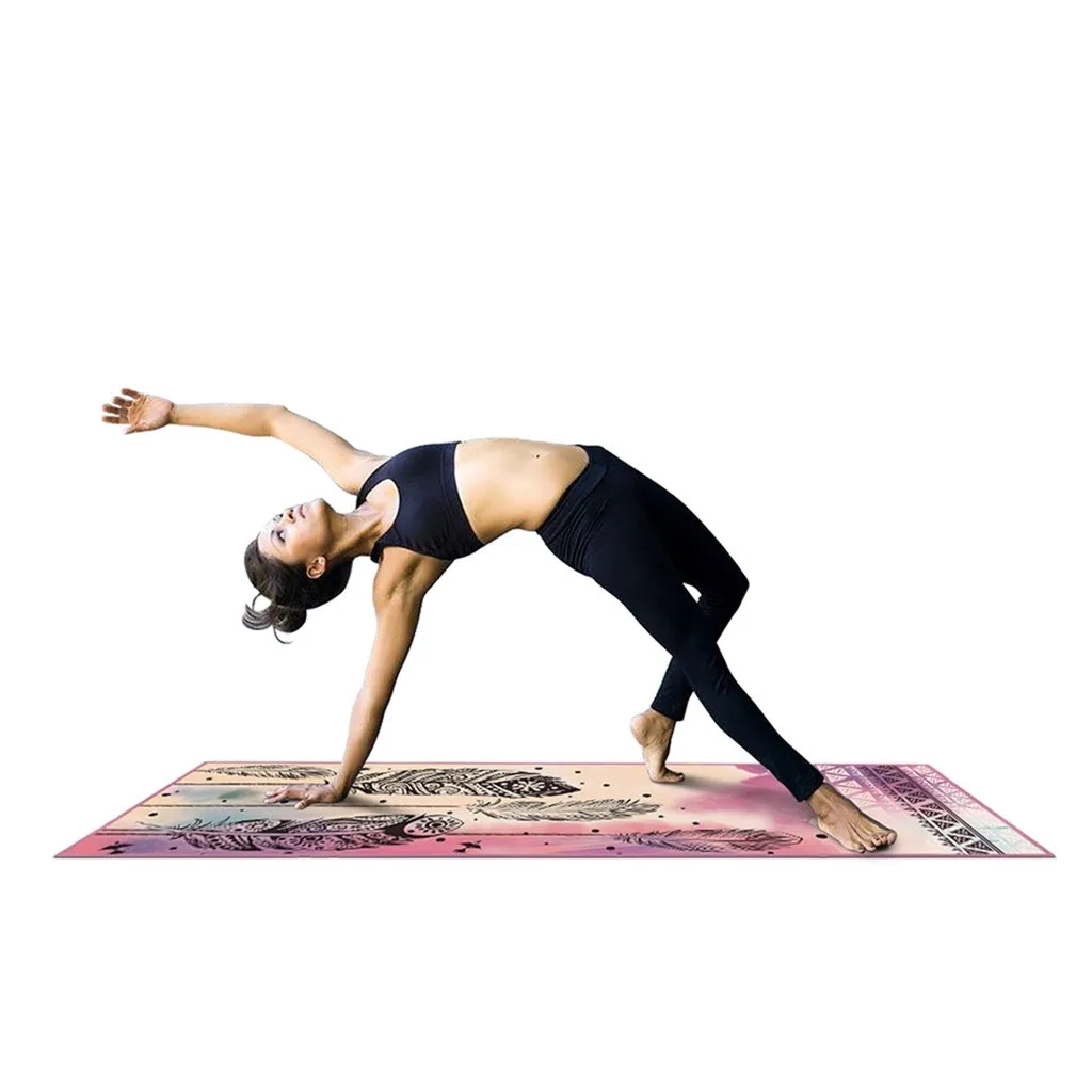 Printed Yoga Mat Towel Non-slip Thick Yoga Mat Pad Durable Exercise Fitness Gym Mat 172*61 Cm Yoga Blanket Pilates Mat Cover