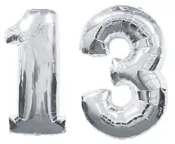 Дети бар-мицва 13rd День Рождения украшения 40 дюйм(ов) гигантский серебристый номер 13 фольгированные шары NOS 1 и 3 шар mylar