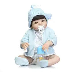 57 см Детские Куклы трикотажная одежда шляпа моды силикона Reborn Baby Doll Дети Playmate подарок мультфильм Мини Мягкие Игрушечные лошадки