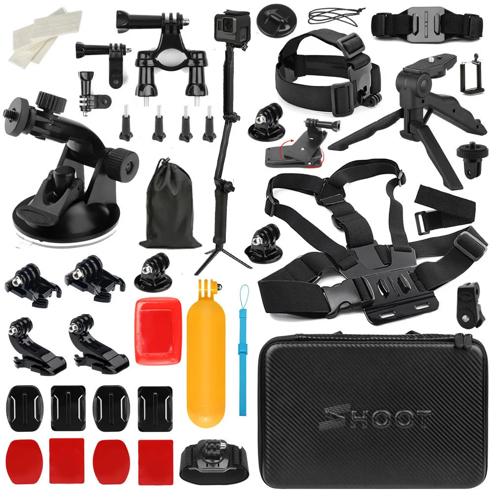 SHOOT for GoPro Accessories Set Tripod Selfie Stick Strap Mount for Go Pro Hero 7 6 5 4 SJCAM SJ7 Eken H9 Xiaomi Yi 4K Accessory SHOOT for GoPro Accessories Set Tripod Selfie Stick Strap Mount for Go Pro Hero 7 6 5 4 SJCAM SJ7 Eken H9 Xiaomi Yi 4K Accessory