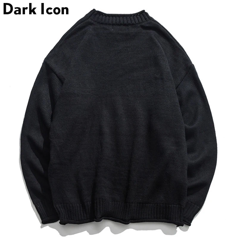 Dinosaur Lovely Sweater Men 2018 Winter Pullover Men's Sweaters Oversized Boy Student Sweater Black Khaki