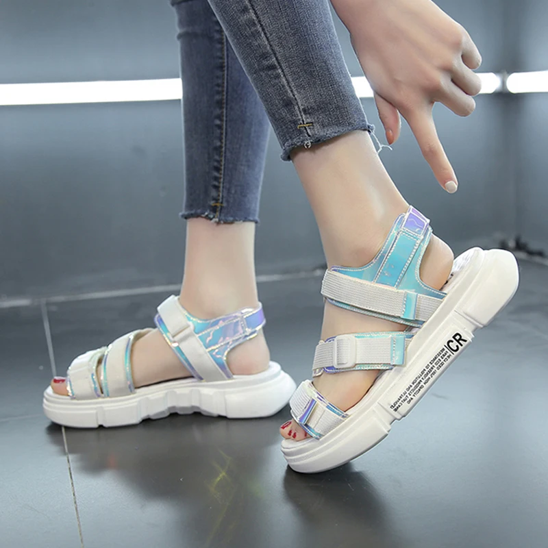 Women Sandals 2019 Summer Casual Hook & Loop Female Gladiator Sandals Rubber Sole Non-Slip Beach Sandal For Woman Summer Shoes