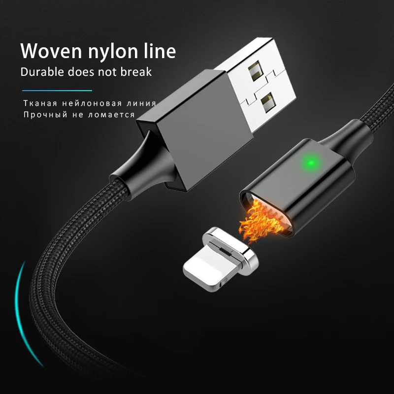 NOHON светодиодный магнитный кабель для зарядки и синхронизации данных освещение для iPhone X 7 8 6 XS MAX Micro usb type C для samsung Xiaomi 4 зарядный шнур