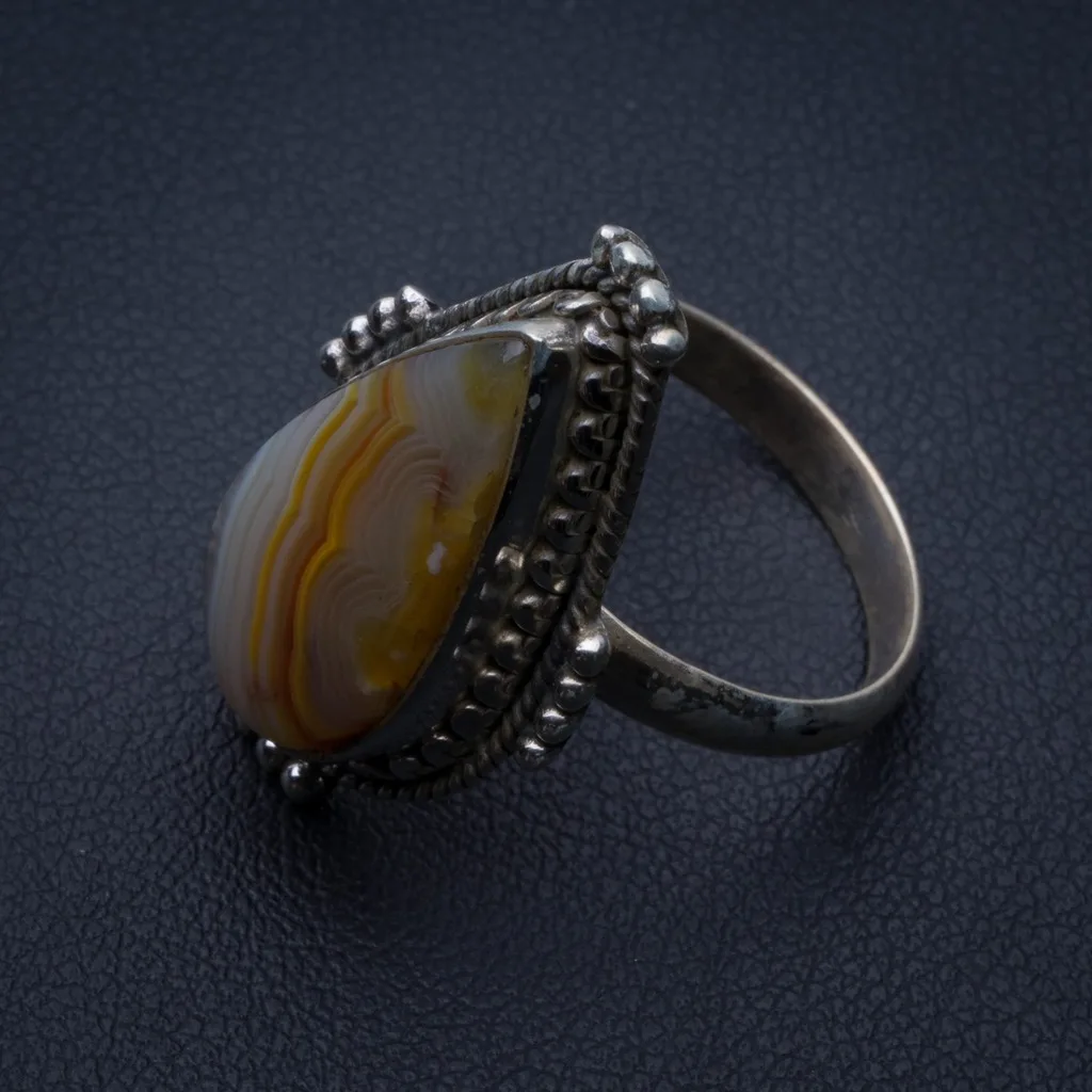 

Natural Botswana Agate 925 Sterling Silver Ring, US Size 6.5 R3151