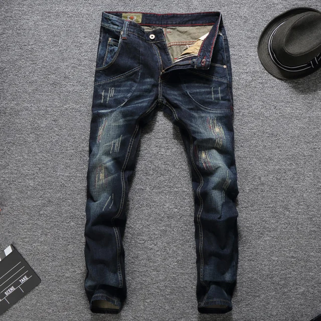 Top Quality Fashion Men Jeans Big Pocket Designer Cargo Pants Slim Fit