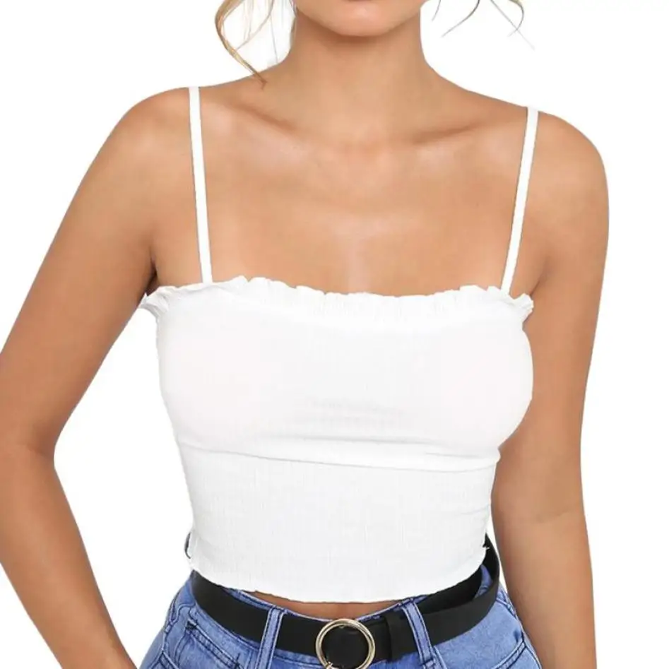 Fashion Womens Ruffles Tank Top Vest Off Shoulder Halter Blouse Camis Causal Summer Tank Top Ladies Camisole B30 Fashion Womens Ruffles Tank Top Vest Off Shoulder Halter Blouse Camis Causal Summer Tank Top Ladies Camisole B30