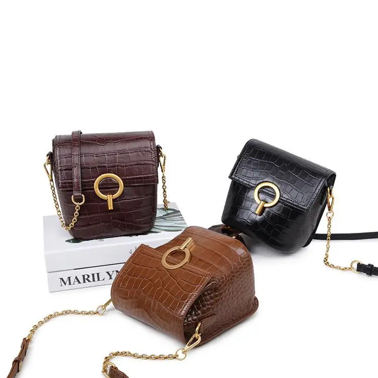 

Vintage tremble of the same genre of female pure crocodile pattern single shoulder bag with oblique sway in 2019