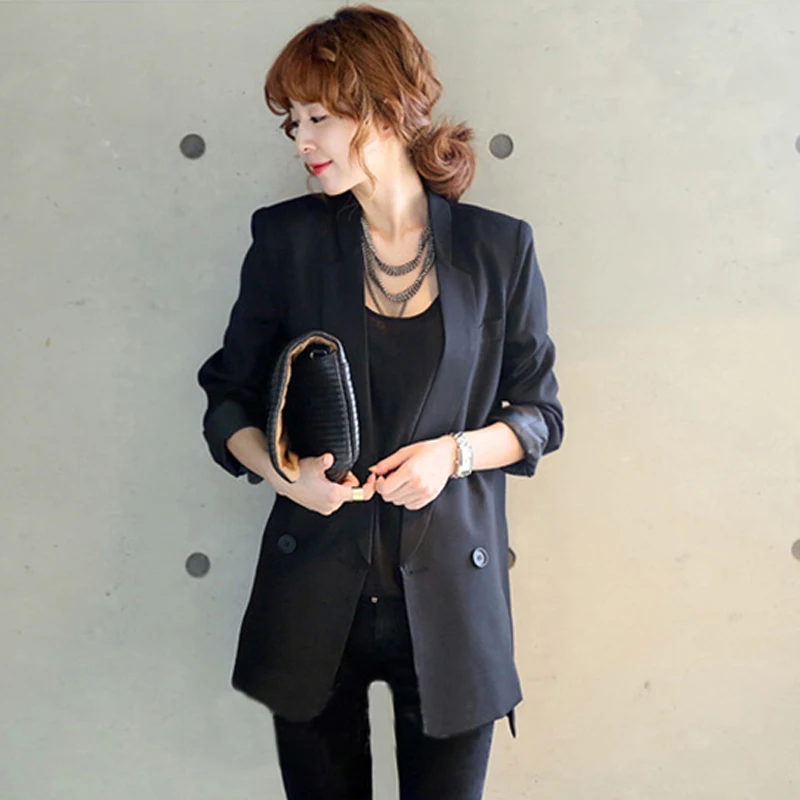 Women blazer 2019 Solid Long Style Black Women Jacket and Blazer Female Notched Collar women blazers new elegant Fashion Women blazer 2019 Solid Long Style Black Women Jacket and Blazer Female Notched Collar women blazers new elegant Fashion