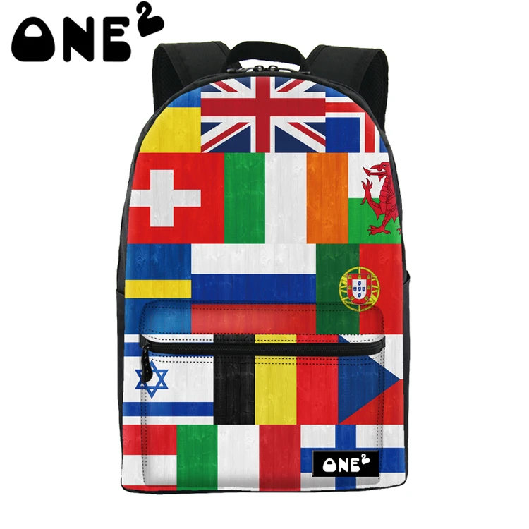 

ONE2 design snational flag school bag laptop backpack for children kids university students teenager girls boys