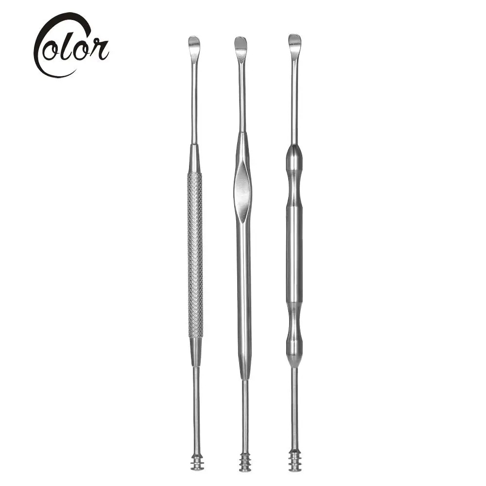

3pcs Stainless Steel Double-ended Earpick Set Ear Wax Curette Remover Ear Pick Cleaner Safety Ear Spoon Clean Health Care Tool
