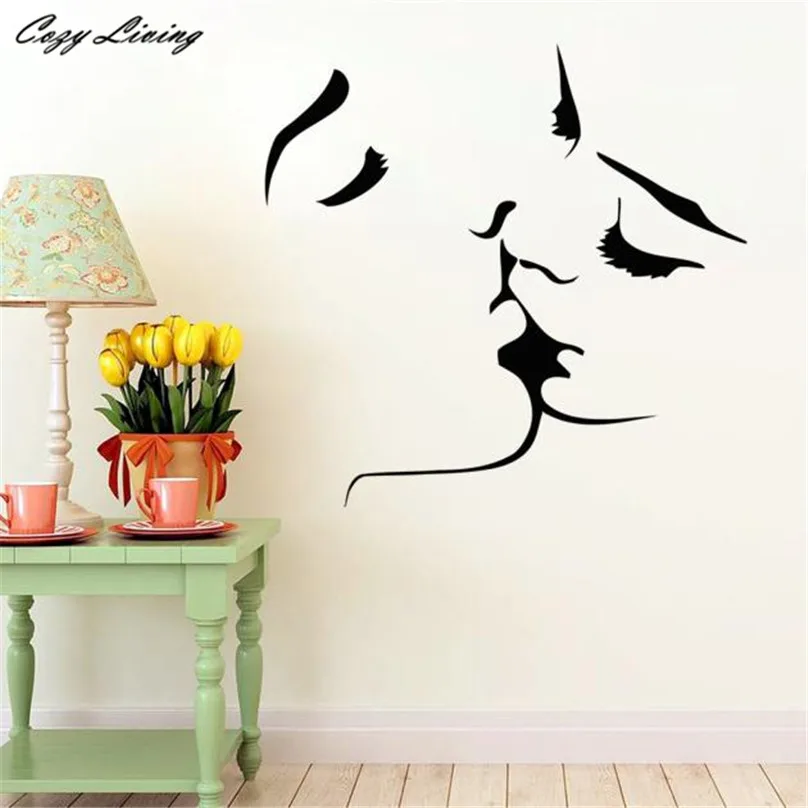 Wall Sticker Abstract Kissing Couple Modern Decal Room Decor Vinyl Art Removable Wallpaper Posters 50D20 | Дом и сад