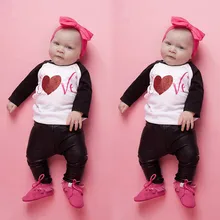 Детские топы с буквенным принтом на День святого Валентина для маленьких мальчиков и девочек, комплект со штанами Chaparajos