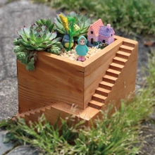 1 шт., винтажный деревянный квадратный садовый горшок, цветочные горшки для суккулентов, цветочный горшок, настольная коробка для хранения(115x115x110 мм