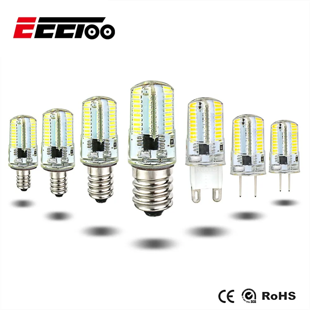 EeeToo G9/E11/E12/E17 светодиодные фонарики 110 V 220 V затемнения лампы E14 3014SMD силиконовый светодиодный фонарь для дома 64 80 152 светодиодная люстра