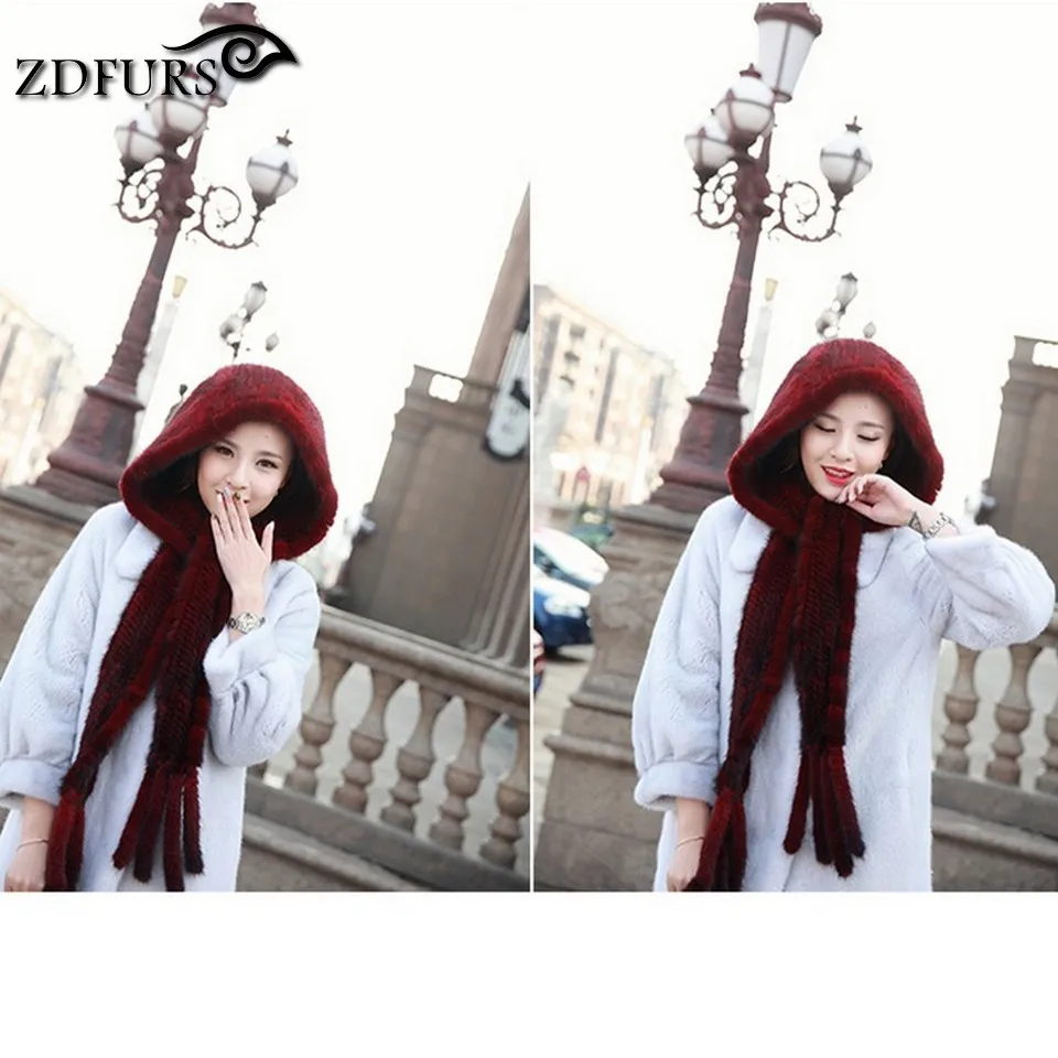 ZDFURS* зимняя теплая норковая меховая шапка шарф женская Норковая кепка вязаная шапка шарф цельный теплый шарф для женщин ZDH-161006