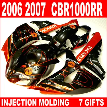 

Free customize for HONDA CBR1000RR fairings new fairing cbr 1000 rr set 06 07 cbr 1000rr glossy orange black BACARDI OMG96