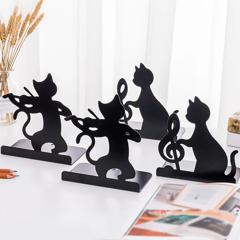 

2pcs/Set Books Stand Reading Book Holder Cat Non Skid Library School Office Home Study Metal Book Stand Rack High Quality