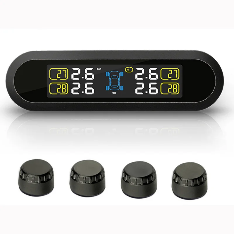 TPMS tyre pressure monitoring intelligent system 4 external sensor solar energy DIY easy install