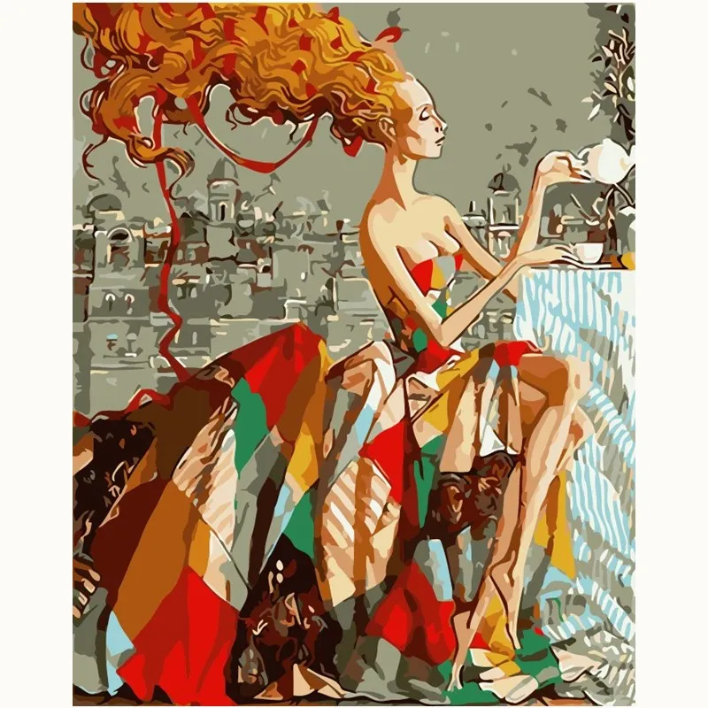 

Lady Beautiful Oil Painting paint picture By Numbers Paintings Digital Coloring by hand Unique Gift room decor Home Decoration