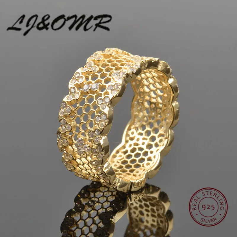 High Quality Exquisite Luxury Hollow Round Finger Rings Gold Color 925 Sterling Silver for Women Men Punk Style Jewelry | Украшения и