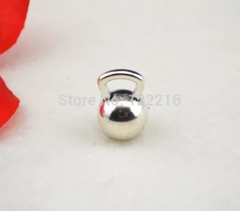 

100pcs a lot antique silver or black gum or antique bronze Gym Kettle bell Sports Pendant for key chain or necklace