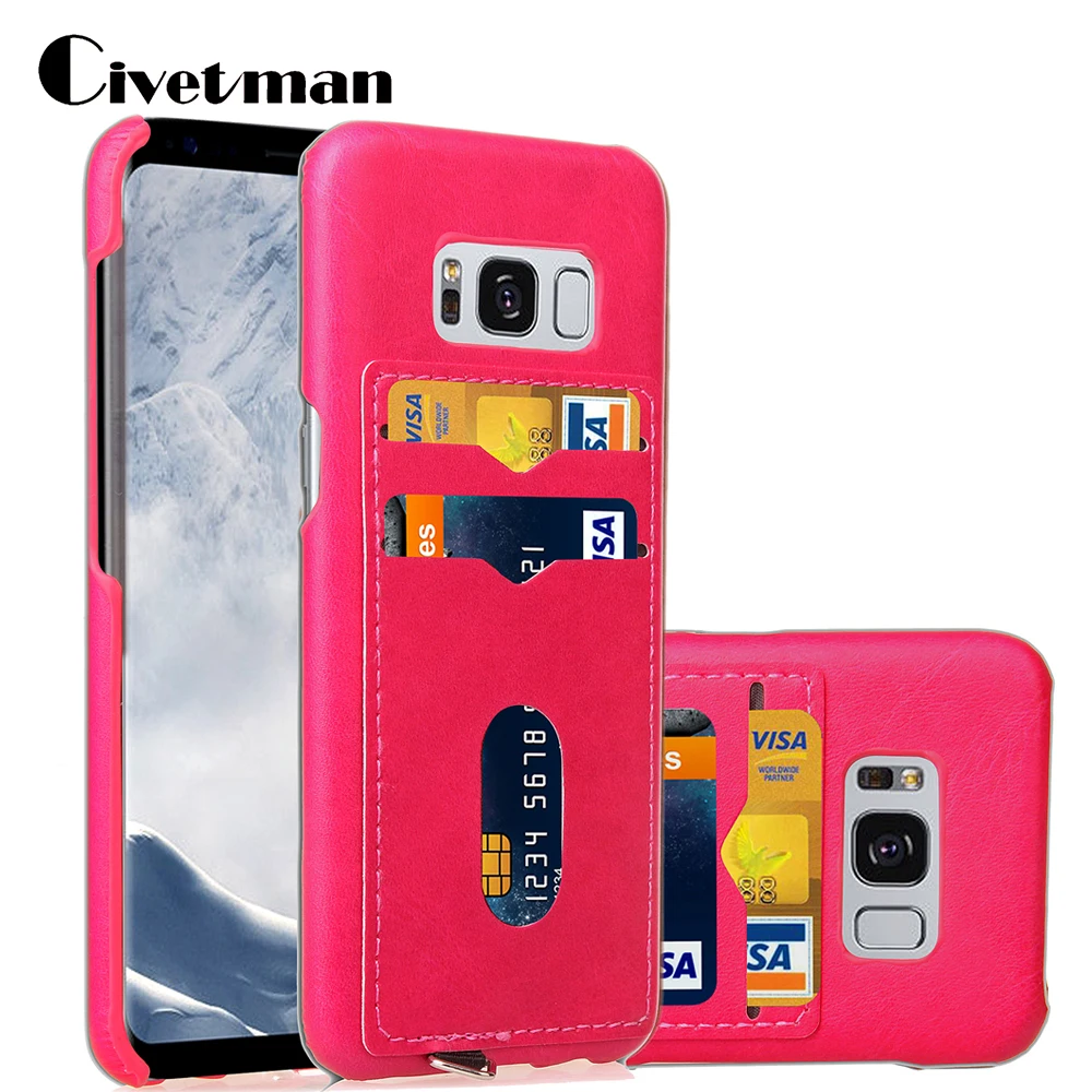 

Cover Phone Case For Samsung Galaxy S8 G9500 S8 Plus s8+ Hard PC Oil Side PU Leather Hybrid Back Shell Credit Card Slot Holder