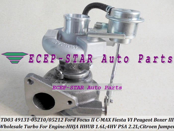 TD03 49131-05210 49131-05212 0375K7 6U3Q6K682AE Turbo Turbocharger For Ford Focus II C-MAX Fiesta VI 1.6L Citroen Jumper Peugeot Boxer III 4HV PSA 2.2L HDI   (2)