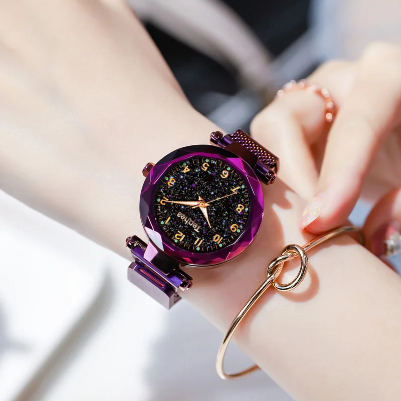

Luxury Rose Gold Watches Women Starry Sky Quartz Watch For Women Bracelet Wrist Watches Female Clock Bayan Kol Saati 2019 Hot
