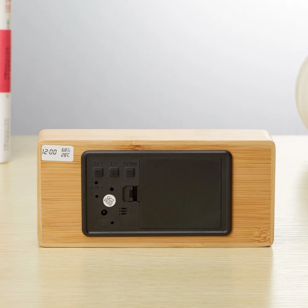 Modern Sound Control LED Alarm Clock Wooden Watch Despertador Temperature Humidity Electronic Desktop Digital Table Clocks Modern Sound Control LED Alarm Clock Wooden Watch Despertador Temperature Humidity Electronic Desktop Digital Table Clocks