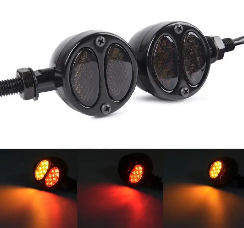 

Motorcycle Signal Lamp Round Stop Brake Turn Signal Running Light for Honda Yamaha Suzuki Kawasaki Black