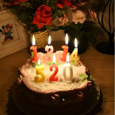 50 шт./лот конфеты желе Цветной 0-9 числа торт ко дню рождения Свечи Щупы для мангала, multi-Цветной дома атрибуты Украшение