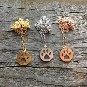 

10pcs/lot Rose Gold Bear Paw Necklace For Women Bridesmaid Jewelry Stainless Steel Animal Dog Footprint Best Friendship Gift