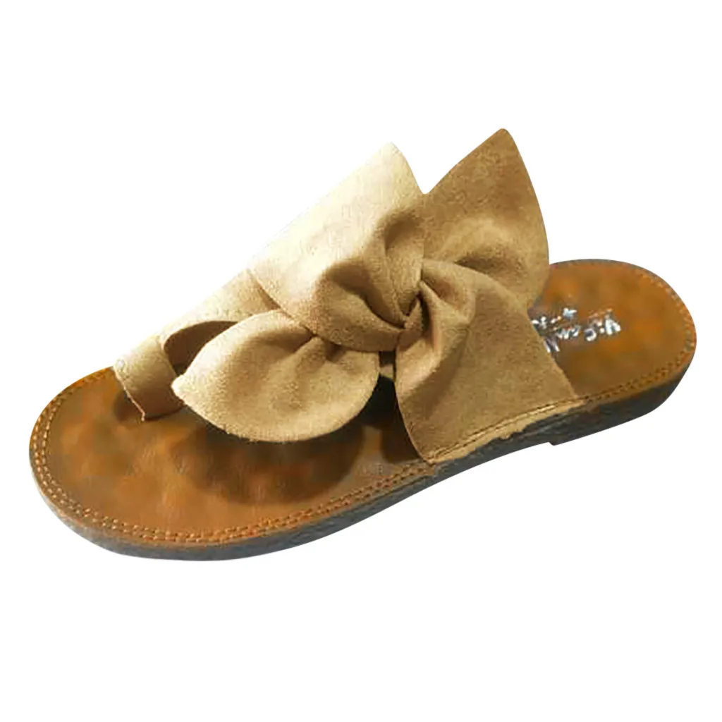 

SAGACE New Flat with Outside Casual Butterfly-knot Women's Fashion Flats Flip Flops Butterfly-knot Slippers Beach Roman Slipper