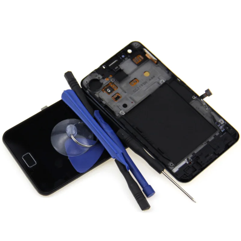 For Samsung Galaxy S2 I9100 LCD Touch Screen for S2 PLUS I9105 LCDS with Digitizer Assembly with frame tested working+Tools