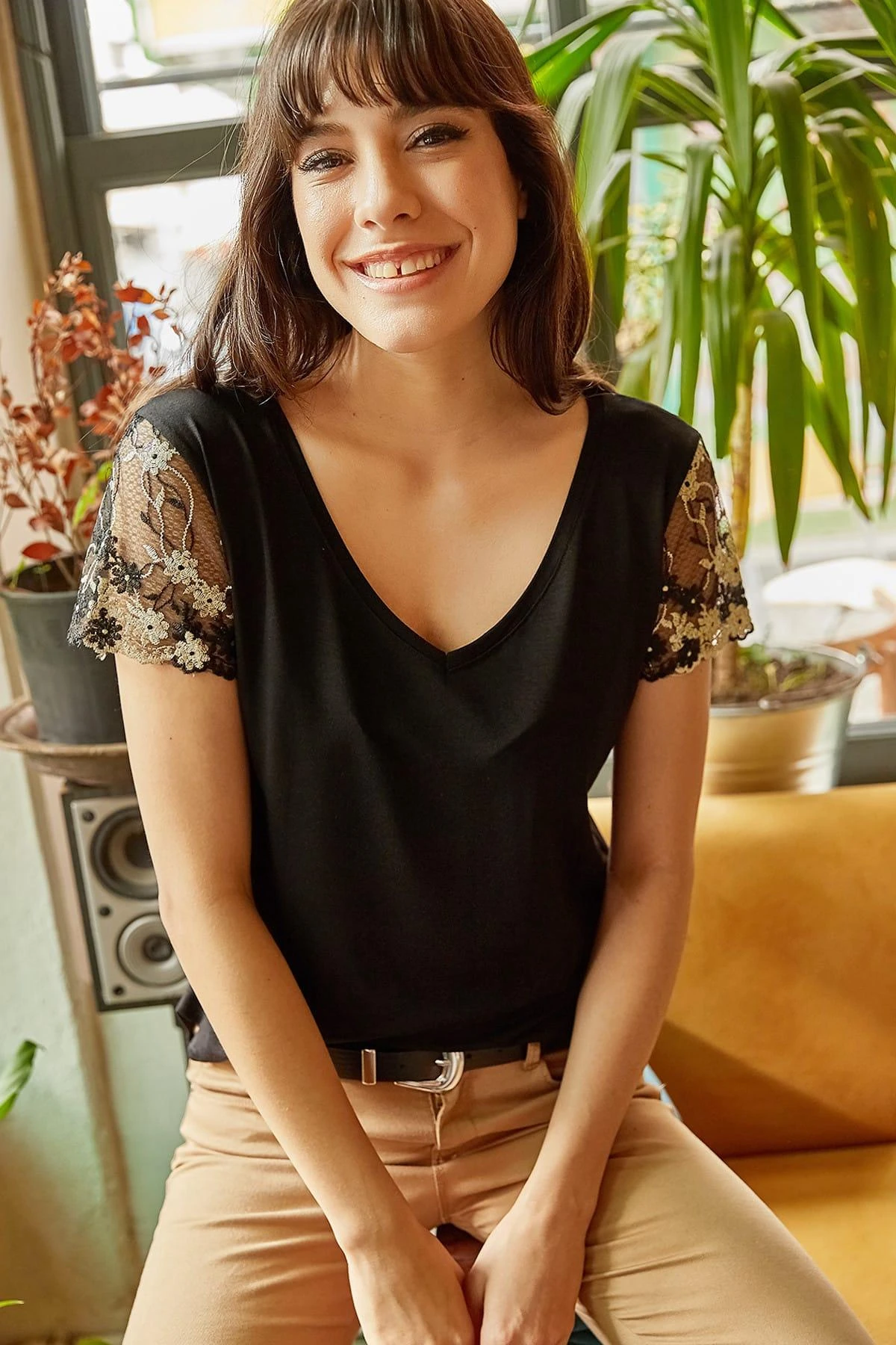 de viscosa con negro para mujer 19000355|Blusas y camisas| - AliExpress