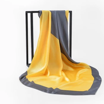 

Summer Luxury Brand Scarf 100% Silk Feeling Shawl Scarf Foulard Color blocks Square Scarves Hijab Wraps 90x90cm