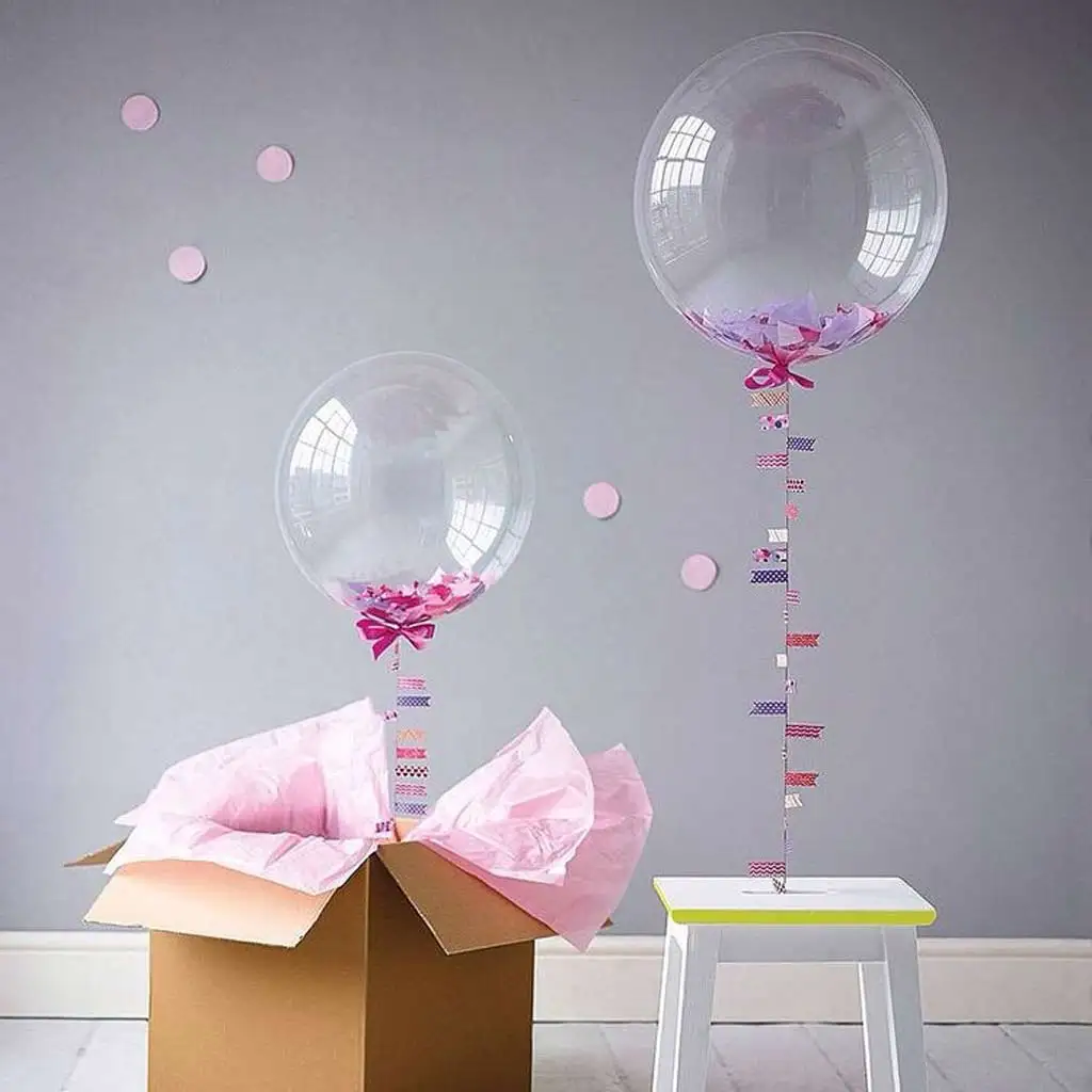 Large Round Clear Bubble Transparent Bobo Light Up Balloon Party LED Lamp