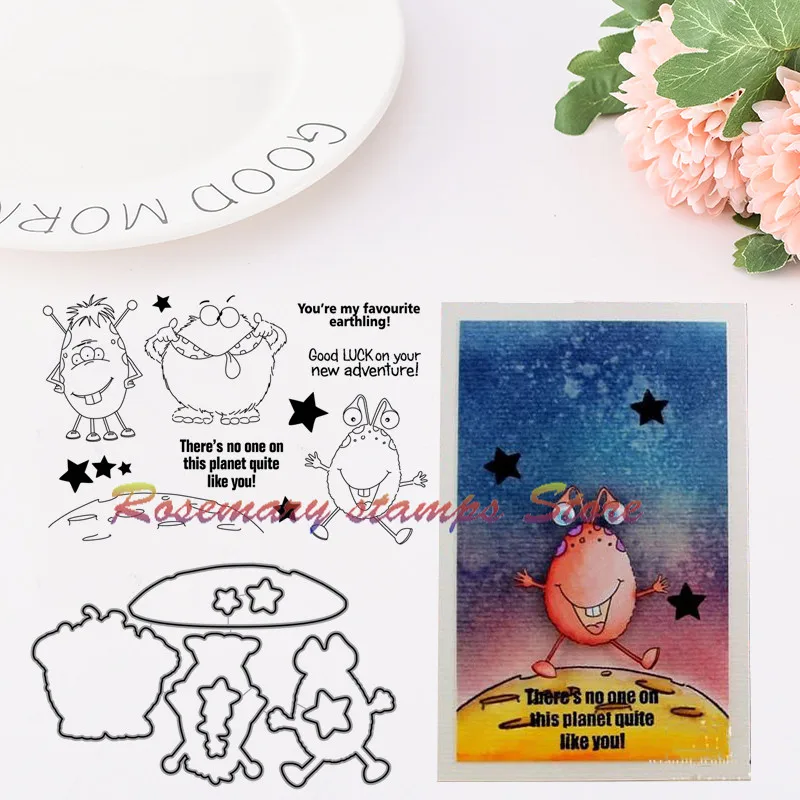 

Rosemary stamps NEW Out Of This World! Metal Cutting Dies and stamps DIY Scrapbooking Card Paper Craft Handmade Album Handbook