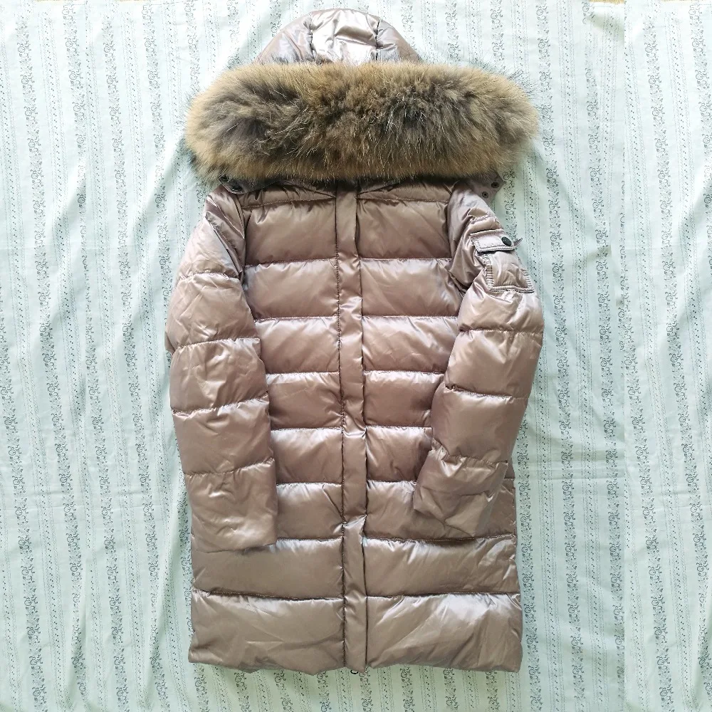 Куртка на утином пуху с меховым капюшоном для мальчиков и девочек теплый детский зимний костюм длинная детская парка, пальто зимний костюм зимняя одежда для девочек