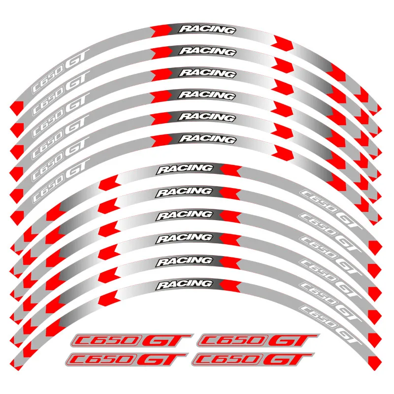 Новая высококачественная 12 шт. подходит мотоциклетная наклейка для колес полоса светоотражающий обод для BMW C650GT - Цвет: 2