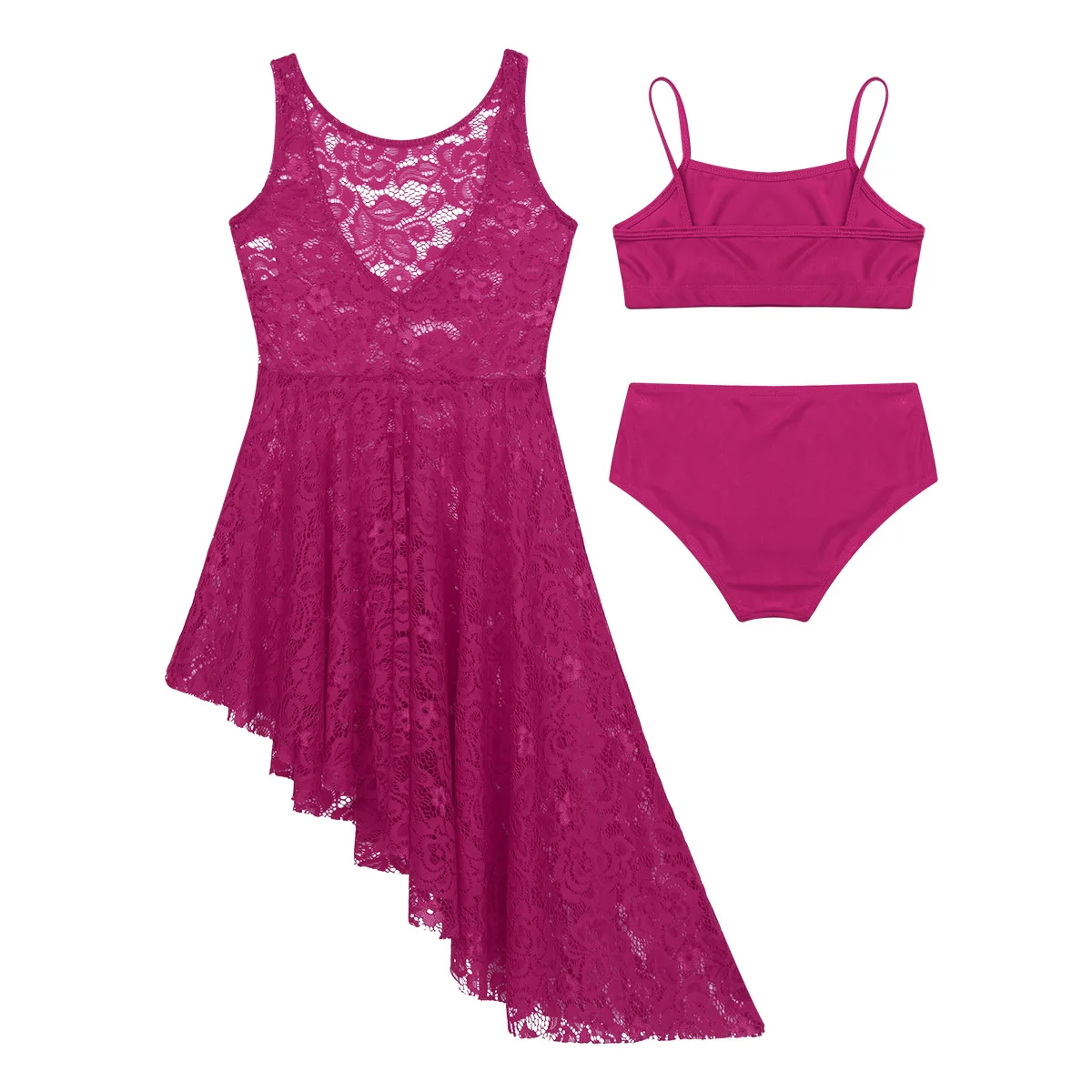 Комплект детской одежды из 3 предметов для девочек балетная одежда для гимнастики и танцев Леотард-костюм цветочные кружева