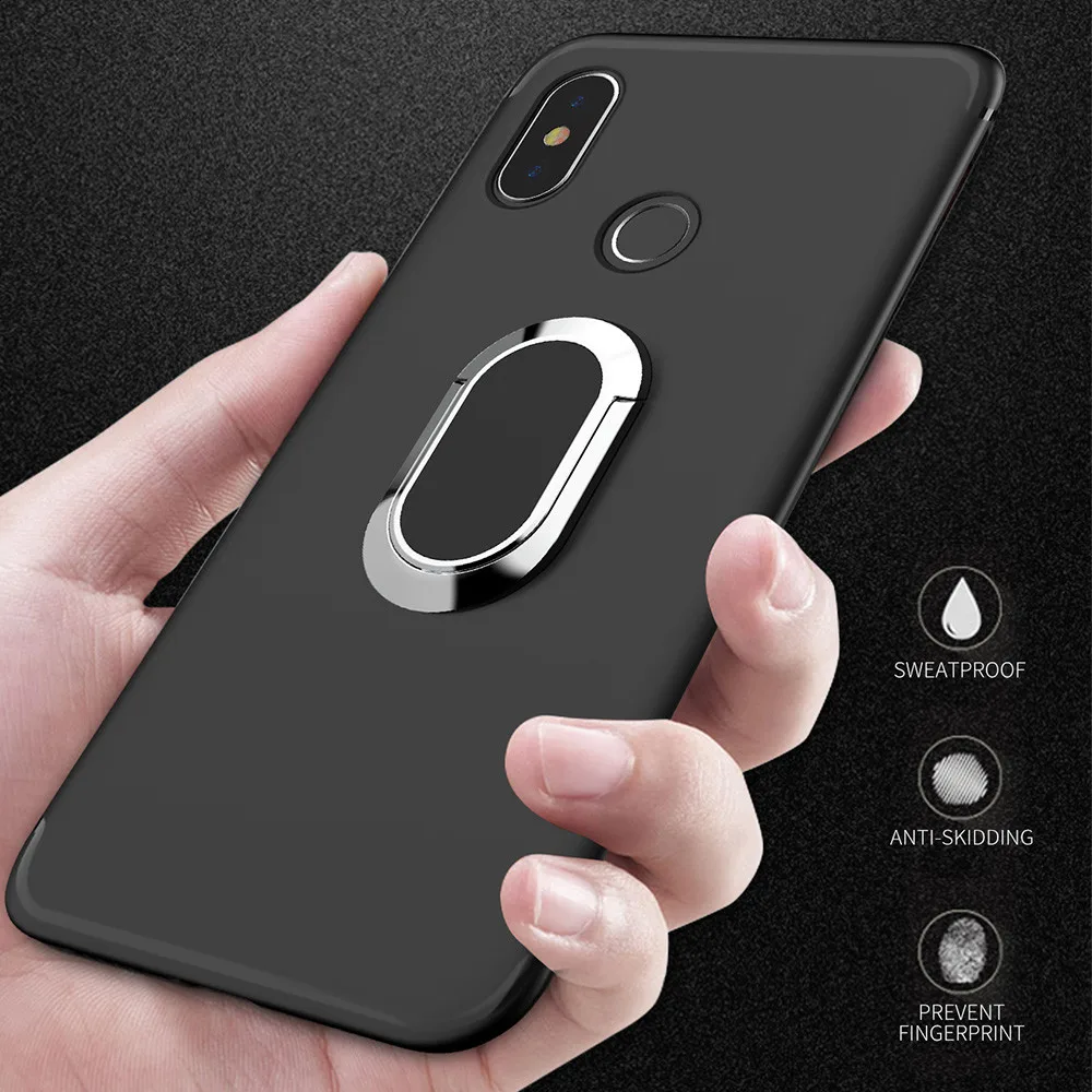 Luxury Silicone Case for Xiaomi Mi 8 SE Cover With Magnet Metal Ring Holder Stand Soft TPU | Мобильные телефоны и
