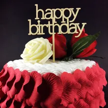 laser cut custom Happy birthday wooden cake topper in plywood