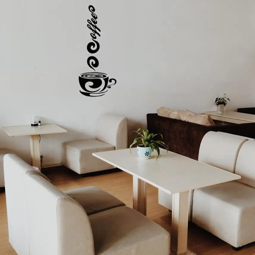 Home Decor Кофе кружки Чай Кофе Книги по искусству Наклейка Виниловые Стикеры s Кухня Ресторан Паб Декор стены Стикеры дома деко зеркало JU27