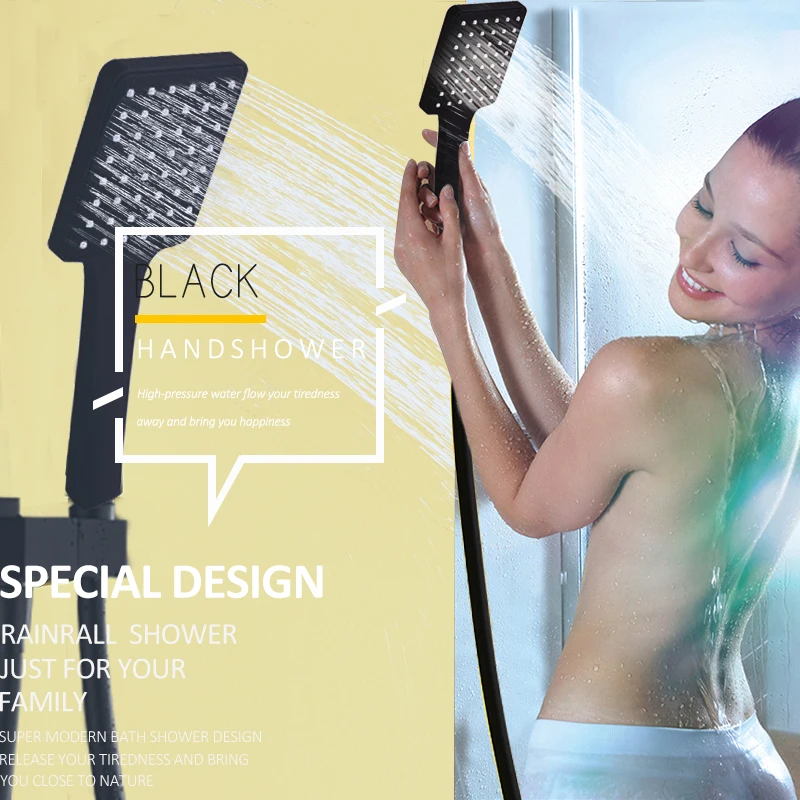 Quyanre 2-Functions Black Digital Shower Faucets Se Rainfall Shower Head 2-way Digital Display Mixer Tap Conceal Bathroom Shower