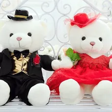Большие 60 см черные костюмы и красная роза кружевное платье Свадебные Медвежата игрушки, свадебный подарок t6809